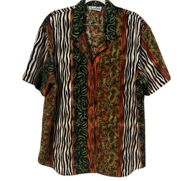 Teddi mixed print resort shirt l
